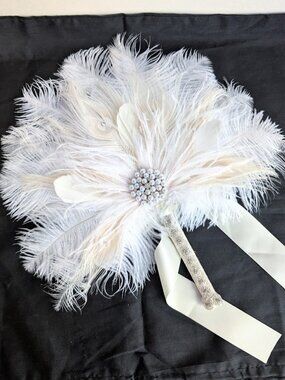 Vintage Style Bridal Feather Bouquet 1920s Ostrich Feather Fan